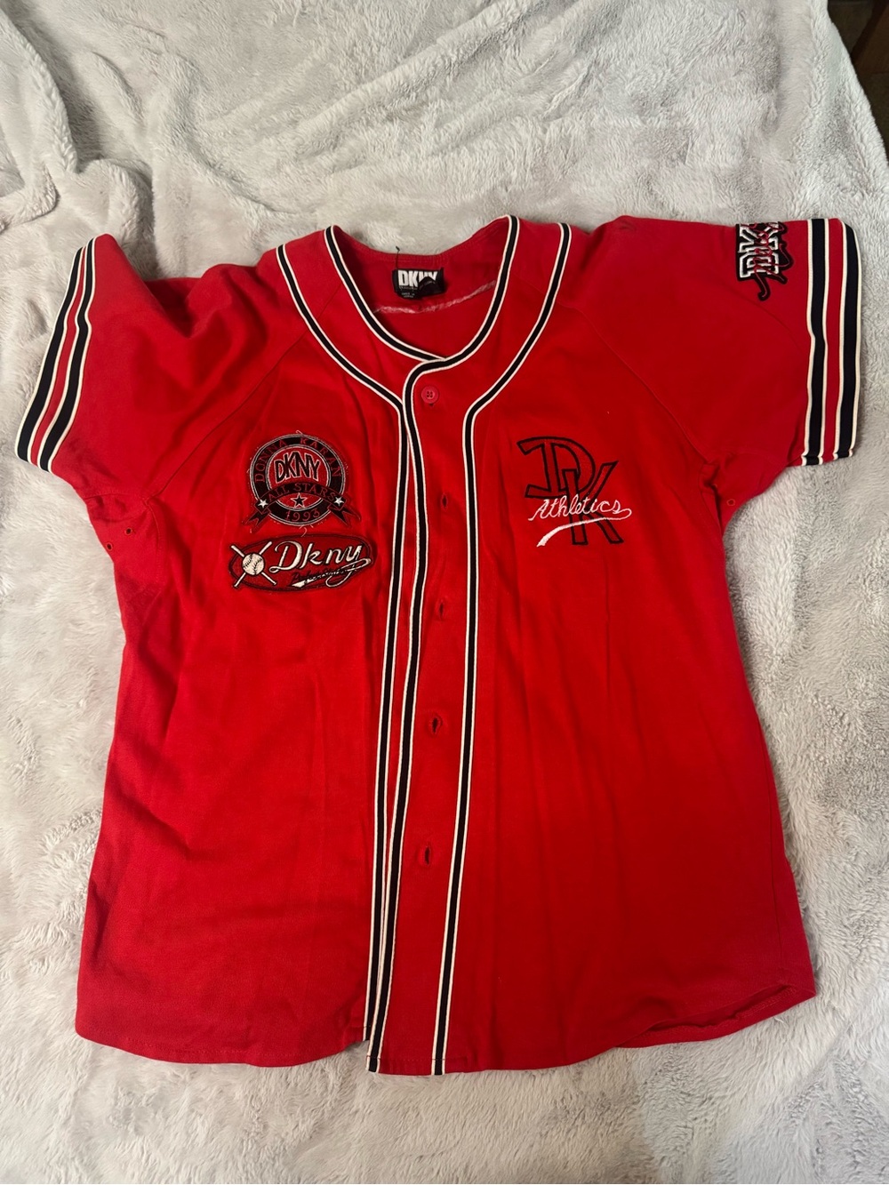Vintage 90s DKNY baseball burn up jersey
